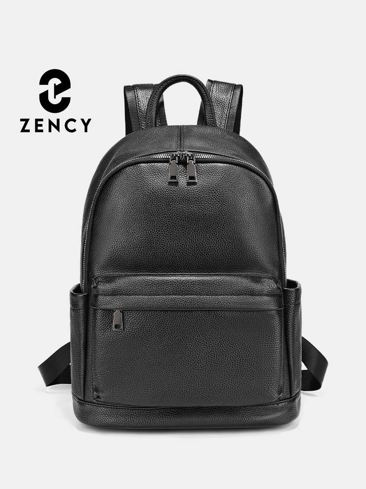Leather Work Rucksack Mens - Zency Men Backpack Cow Leather Black