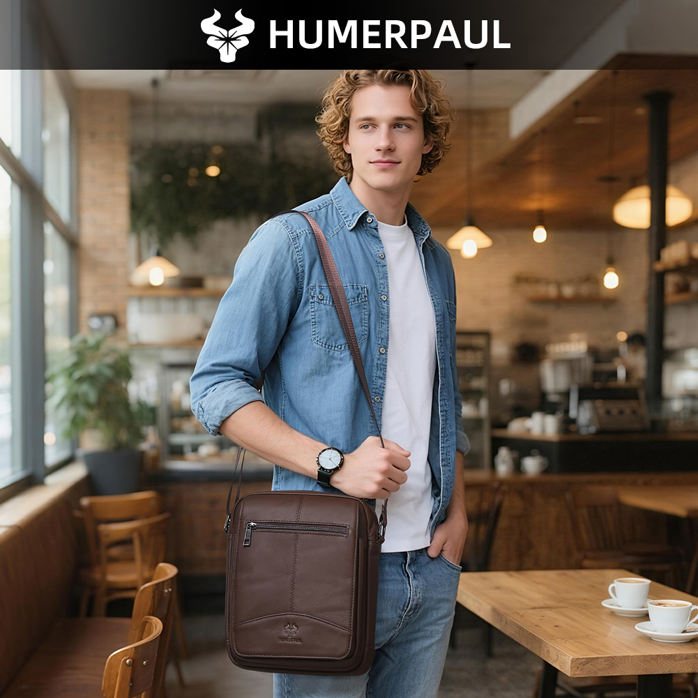 HUMERPAUL Genuine Leather Cros - Leather Work Bag Men recension och pris