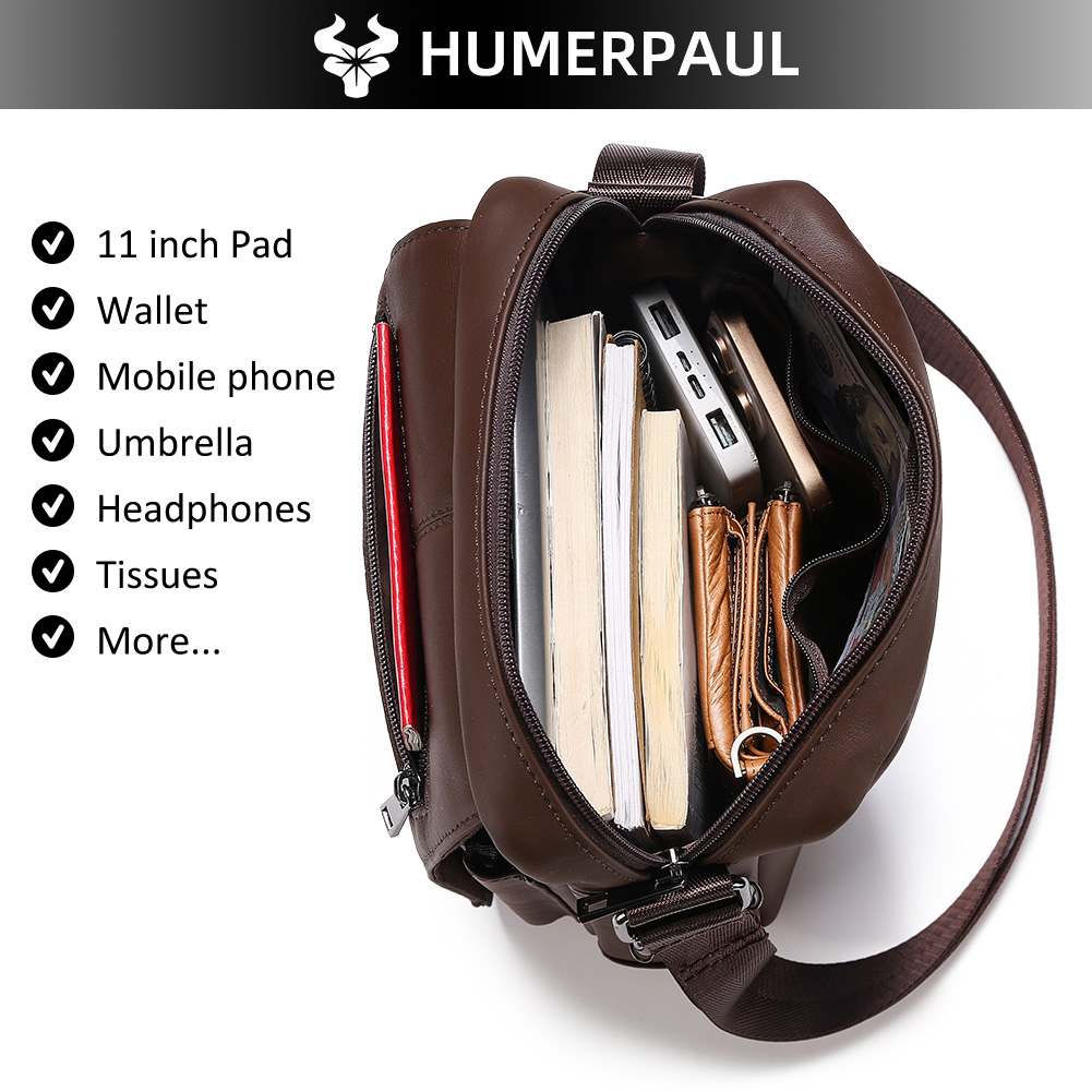 HUMERPAUL Genuine Leather Cros - Leather Work Bag Men recension och pris