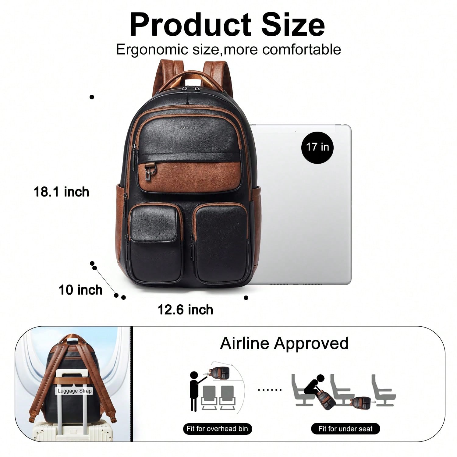 LATMAP Vegan Leather Backpack  - Leather Work Womens Backpack recension och pris