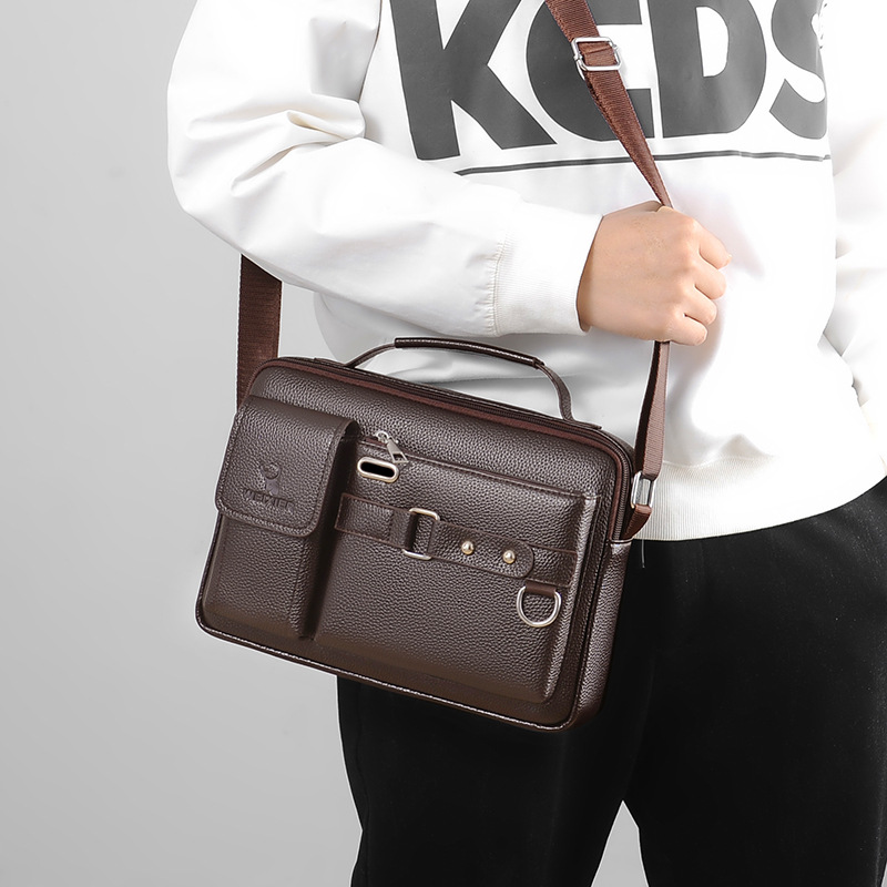 Brand Men Shoulder Bag Pu Leat - Leather Work Bag Men recension och pris