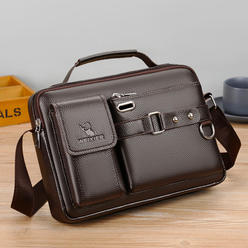 Brand Men Shoulder Bag Pu Leat - Leather Work Bag Men recension och pris