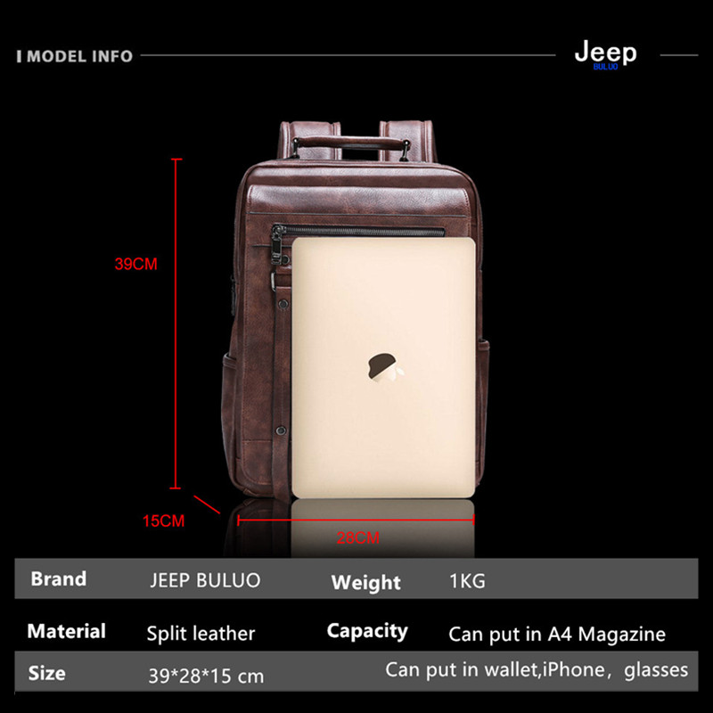 Jeep Buluo Men's Leather Backp - Leather Work Rucksack Mens recension och pris