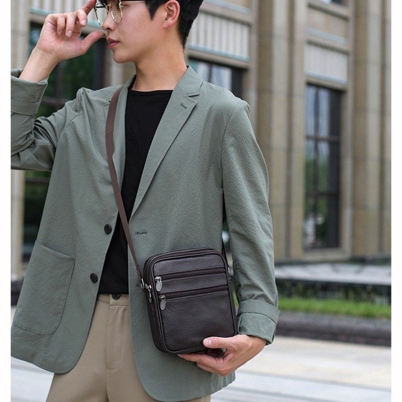 Men's Shoulder Messenger Bag C - Leather Work Bag Men recension och pris