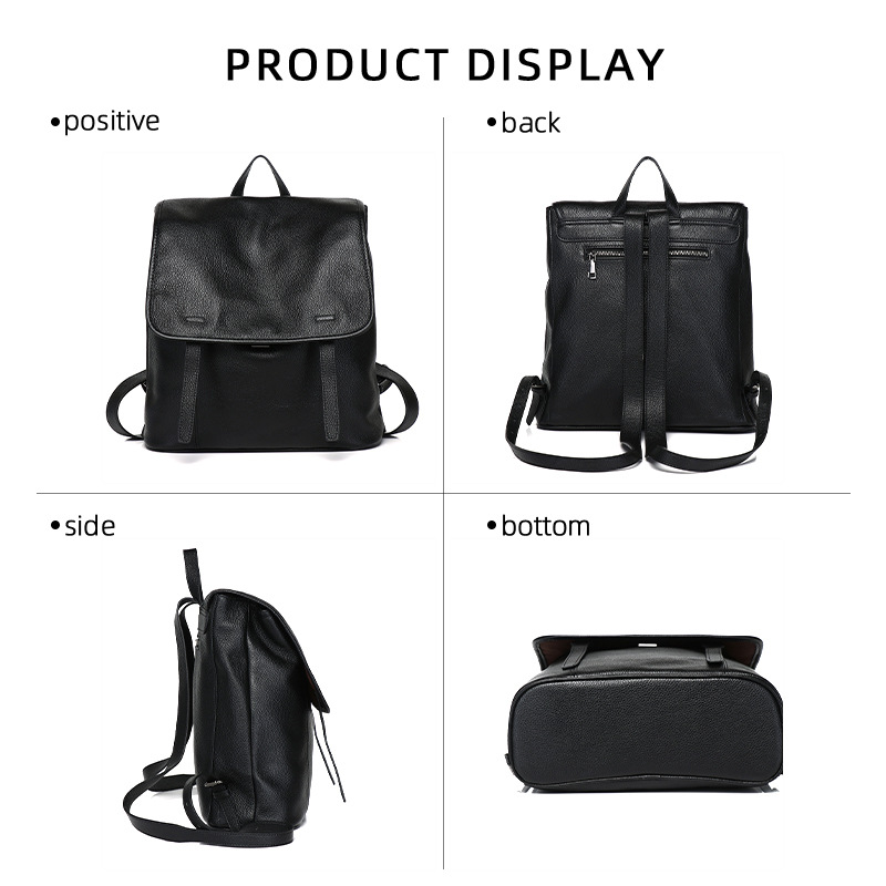 Women Top Grain Cowhide Flap B - Leather Work Womens Backpack recension och pris