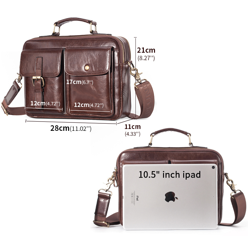 Brand New Cowhide Leather Mess - Leather Work Bag Men recension och pris