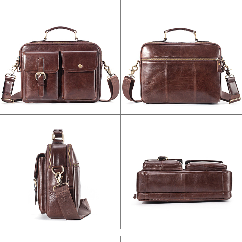 Brand New Cowhide Leather Mess - Leather Work Bag Men recension och pris