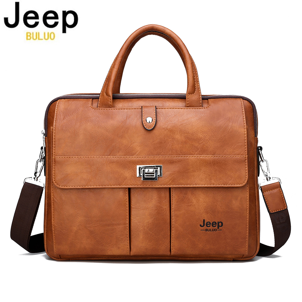 Jeep Buluo Men's Leather Brief - Leather Work Bag Men recension och pris