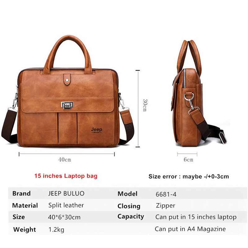 Jeep Buluo Men's Leather Brief - Leather Work Bag Men recension och pris