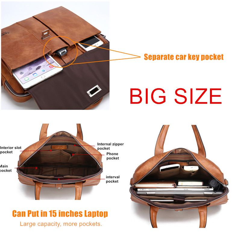 Jeep Buluo Men's Leather Brief - Leather Work Bag Men recension och pris