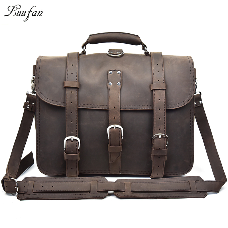 Men Thick Crazy Horse Leather  - Leather Work Rucksack Mens recension och pris