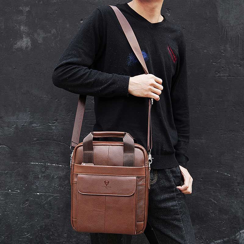 Durable Genuine Leather Bags f - Leather Work Bag Men recension och pris