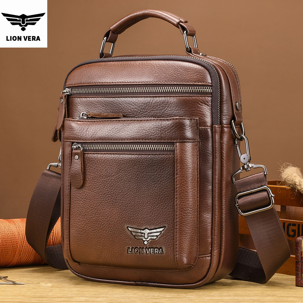 LION VERA Men's Shoulder Bag C - Leather Work Bag Men recension och pris