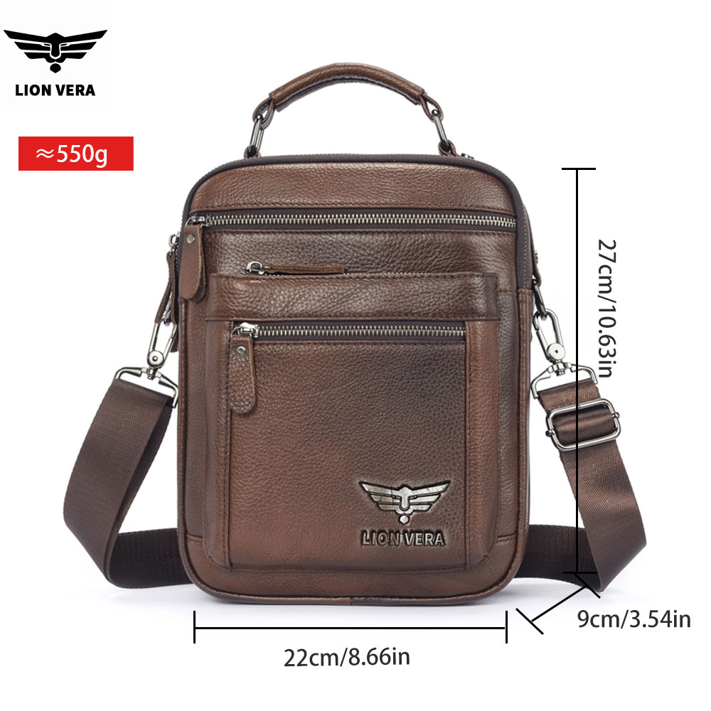 LION VERA Men's Shoulder Bag C - Leather Work Bag Men recension och pris